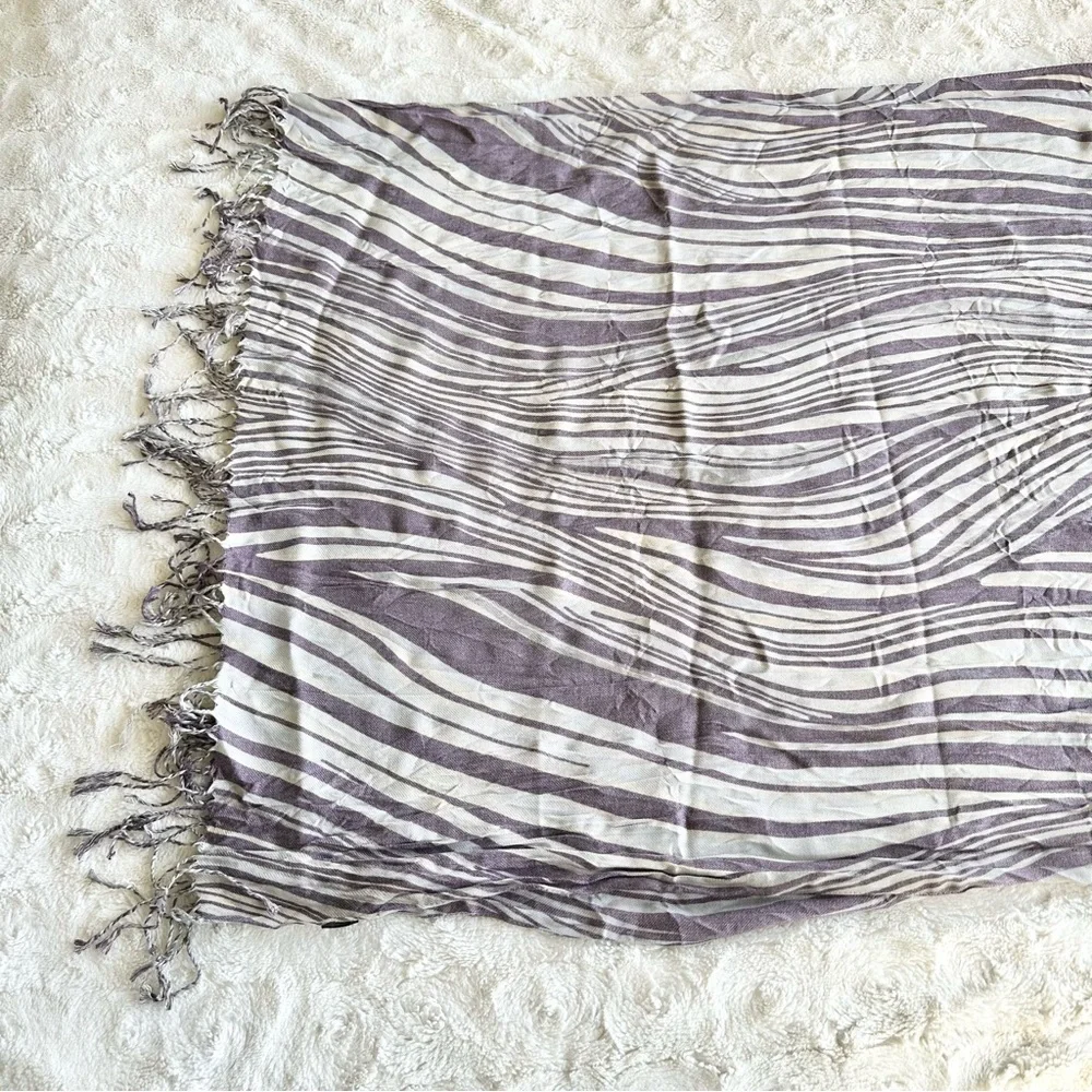 Pashmina Scarf Wrap Shawl Womens Purple Zebra Animal Print Whimsygoth Rave Italy